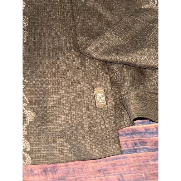 Tommy Bahama Large Brown Silk Embroidered Floral Hawaiian Camp Shirt - Picture 8 of 8